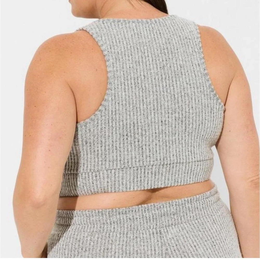 Torrid Gray, Pink, Black Super Soft Plush Waffle Crop Lounge Cami Bundle - Picture 11 of 13